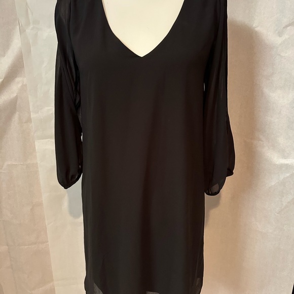 Lulu's Black Sheer Sleeve Dress - Picture 3 of 5